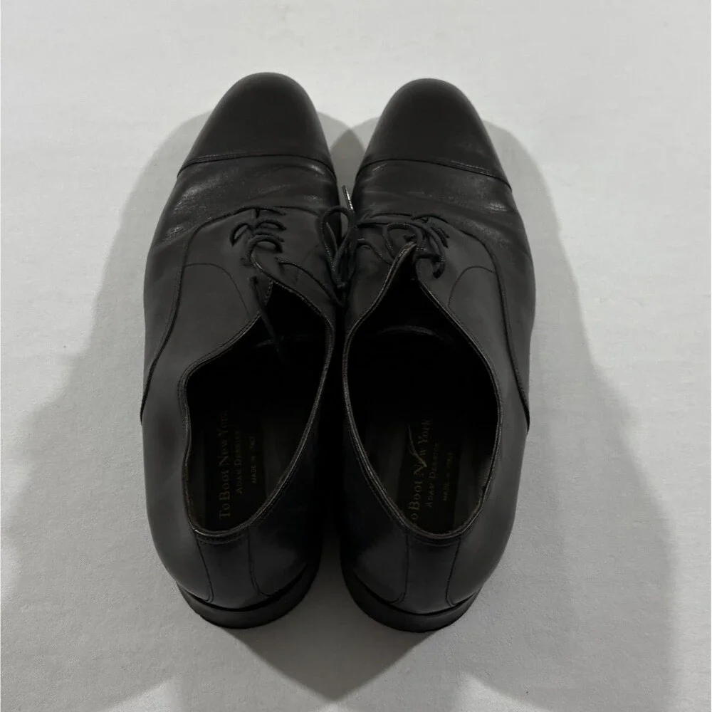 To Boot New York Adam Derrick Shoes Cap Toe Calfskin Oxford Leather Black Sz 12